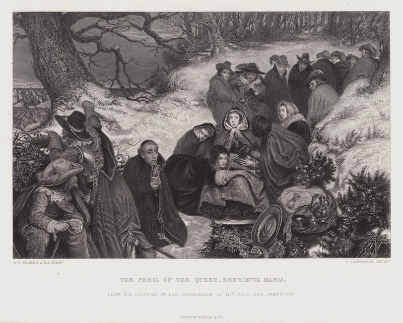 Dronningen Henrietta Marias fare (gravering) af William Frederick Yeames