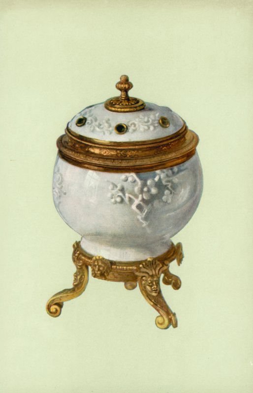 Vase, Fuchien porcelæn, med Louis XIV, sølvforgyldt mount (farve litho) af William Gibb