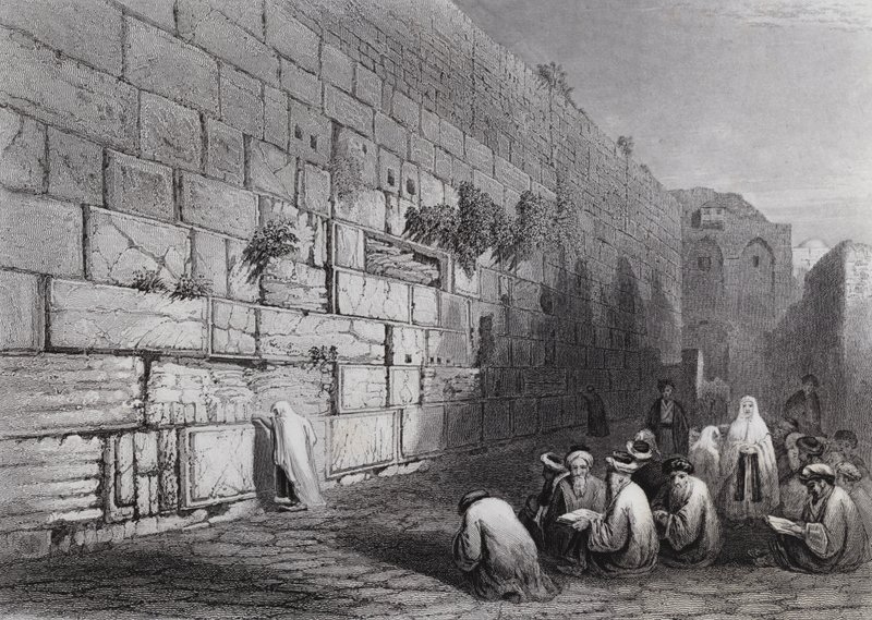 Jøder" Klagested, Jerusalem af William H. Bartlett