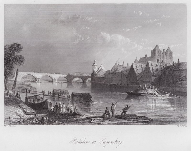 Ratisbon eller Regensberg (gravering) af William H. Bartlett