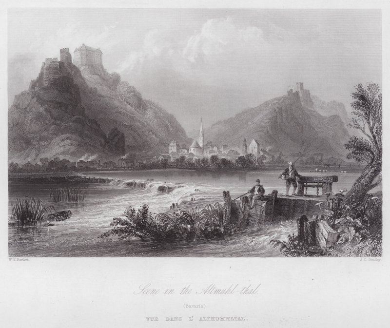 Scene i Altmuhl-thal, Bayern (gravering) af William H. Bartlett