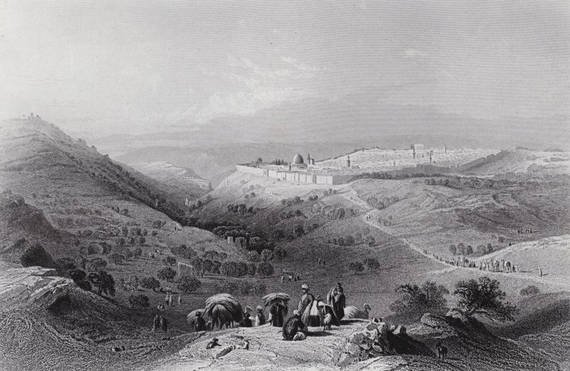 Oliebjerget og Jerusalem, fra nordøst af William H. Bartlett
