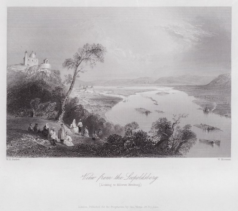 Udsigt fra Leopoldsberg, ser til Kloster Neuburg (gravering) af William H. Bartlett