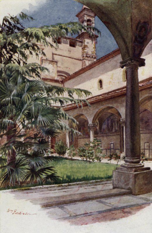 Chiostro Di S Marco, Firenze (farve litho) af William H. Parkinson