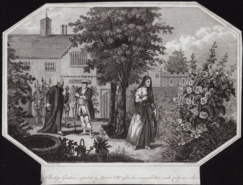 Biskop Gardiner irettesat af Henrik VIII efter hans forsoning med Catherine Parr af William Hamilton