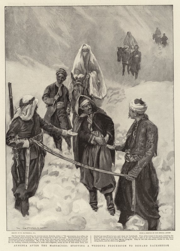 Armenien efter massakrerne, der stopper et bryllupsoptog for at kræve Backsheesh af William Hatherell
