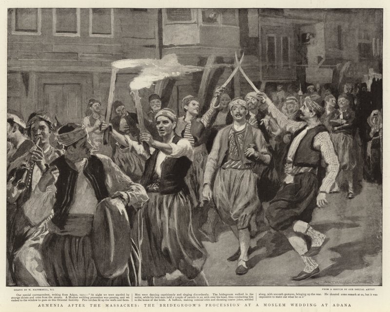 Armenien efter massakrerne, Brudgommens procession ved et muslimsk bryllup i Adana af William Hatherell