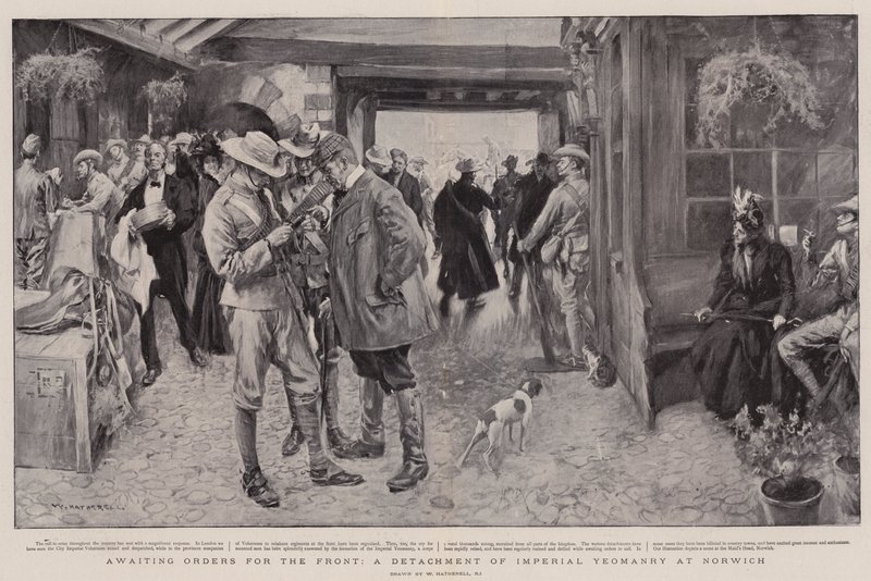 Afventer ordrer til fronten, en afdeling af kejserlig Yeomanry i Norwich af William Hatherell