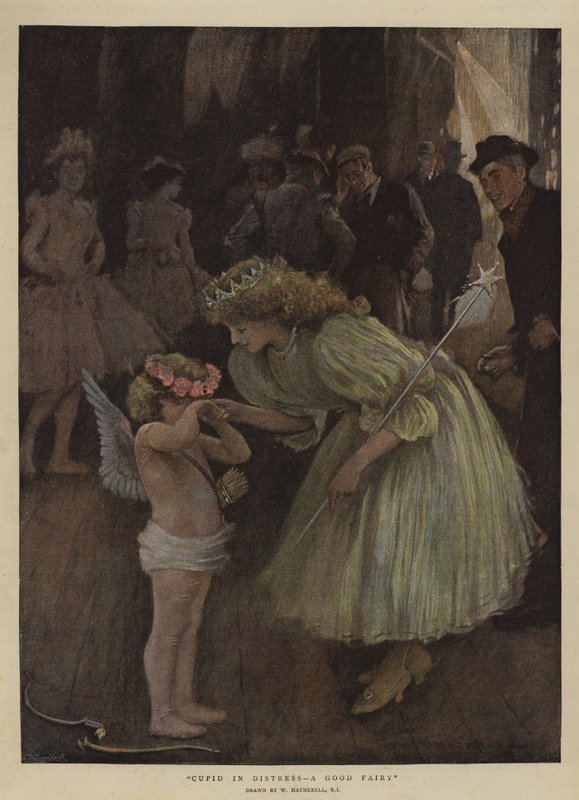 Amor i nød, en god fe (chromolitho) af William Hatherell
