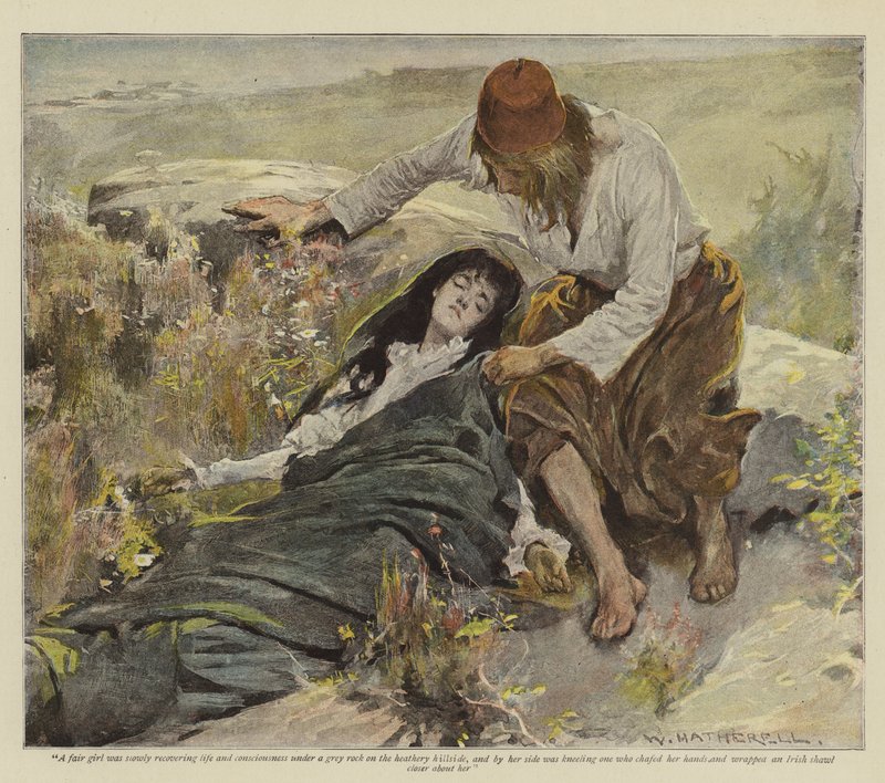 Illustration til The Vengeance of Dungarvan af E Lester Arnold (chromolitho) af William Hatherell