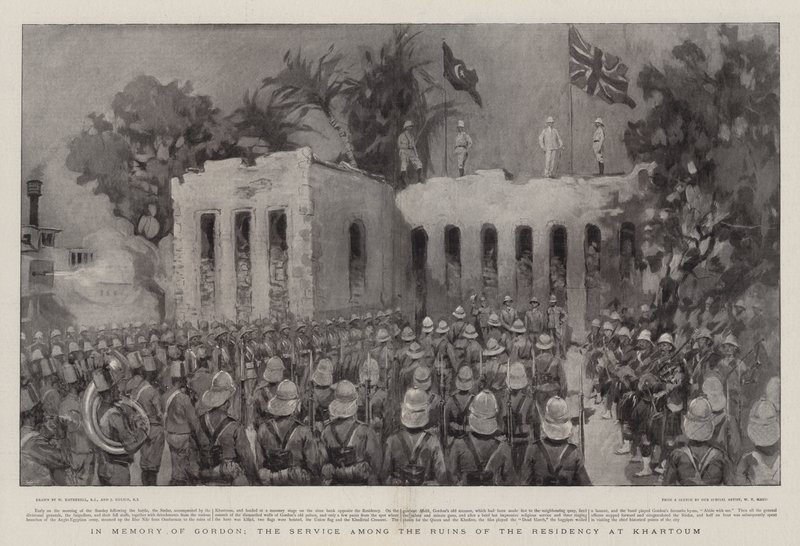 Til minde om Gordon, tjenesten blandt ruinerne af residenset i Khartoum af William Hatherell