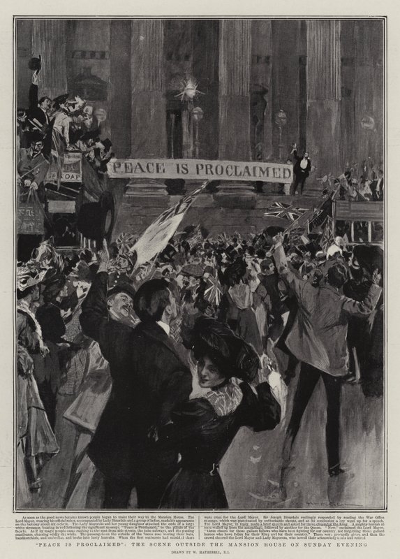 Fred er proklameret, scenen uden for palæet søndag aften af William Hatherell
