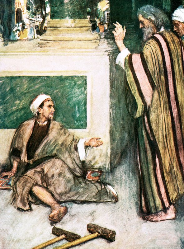 Peter og Johannes helbreder den lamme mand af William Hatherell