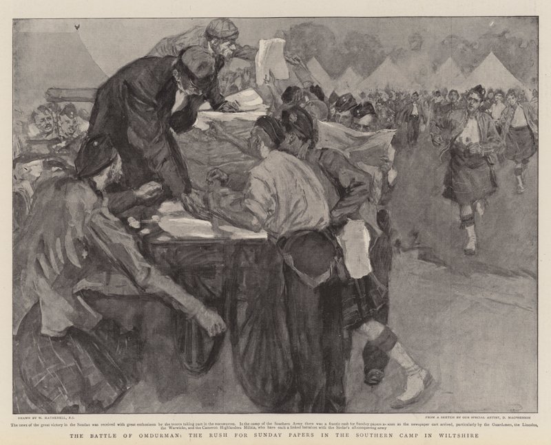 Slaget ved Omdurman, Rush for Sunday Papers i Southern Camp i Wiltshire af William Hatherell