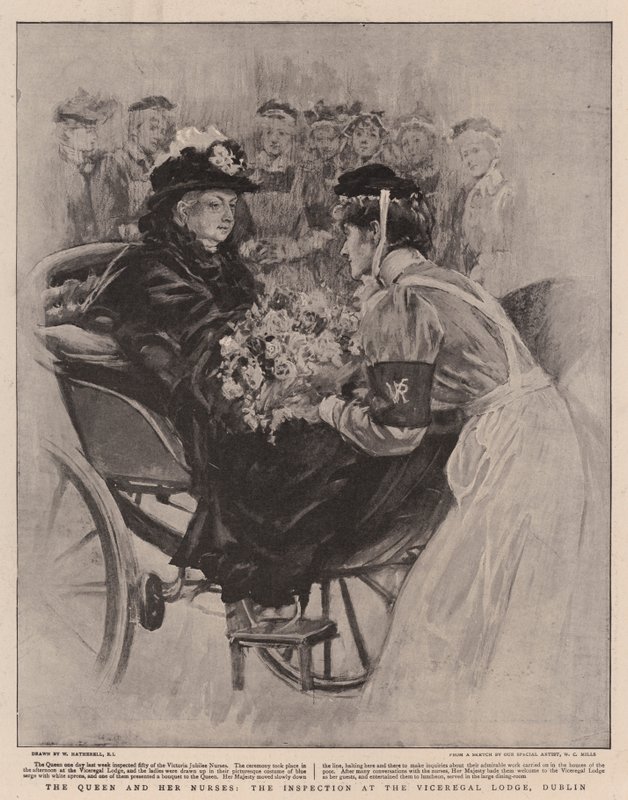 Dronningen og hendes sygeplejersker, inspektionen i Viceregal Lodge, Dublin af William Hatherell