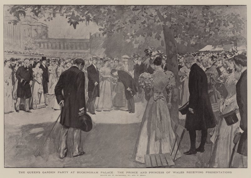 Dronningens havefest i Buckingham Palace, prinsen og prinsessen af Wales modtager præsentationer af William Hatherell