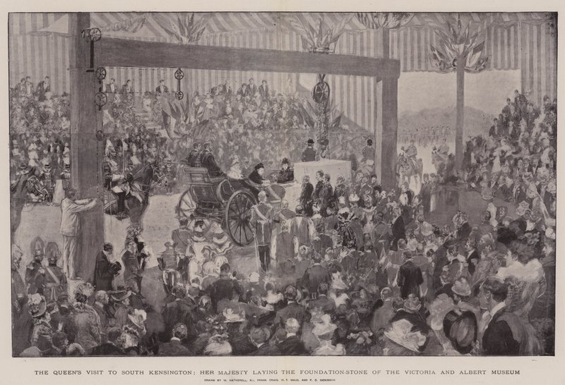 Dronningens besøg i South Kensington, Hendes Majestæt lægger grundstenen til Victoria and Albert Museum af William Hatherell