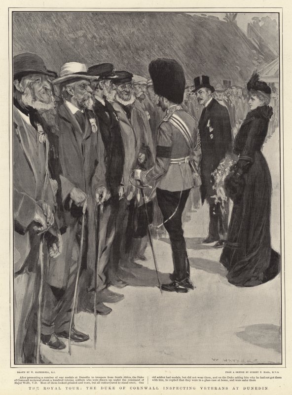 Royal Tour, hertugen af Cornwall inspicerer veteraner i Dunedin af William Hatherell