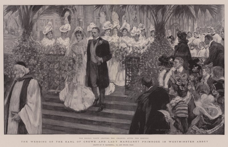 Bryllupet af jarlen af Crewe og Lady Margaret Primrose i Westminster Abbey af William Hatherell