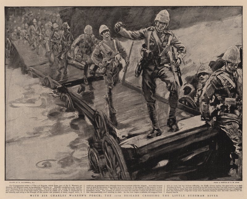 Med Sir Charles Warrens styrke krydsede 11. brigade Little Bushman-floden med 11. brigade af William Hatherell