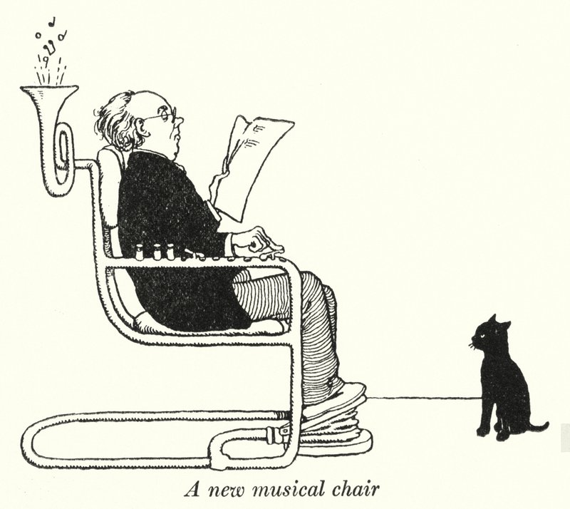 En ny musikalsk stol (litho) af William Heath Robinson