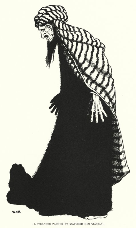 En fremmed, der gik forbi, iagttog ham nøje (gravering) af William Heath Robinson