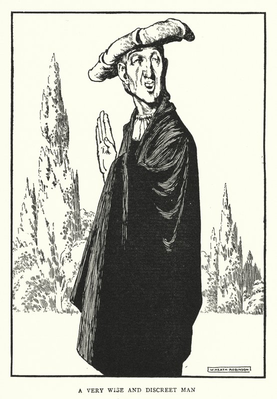 En meget klog og diskret mand (litho) af William Heath Robinson