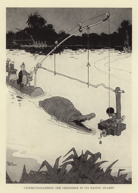 Kinematografi af krokodillen i dens oprindelige sumpe af William Heath Robinson