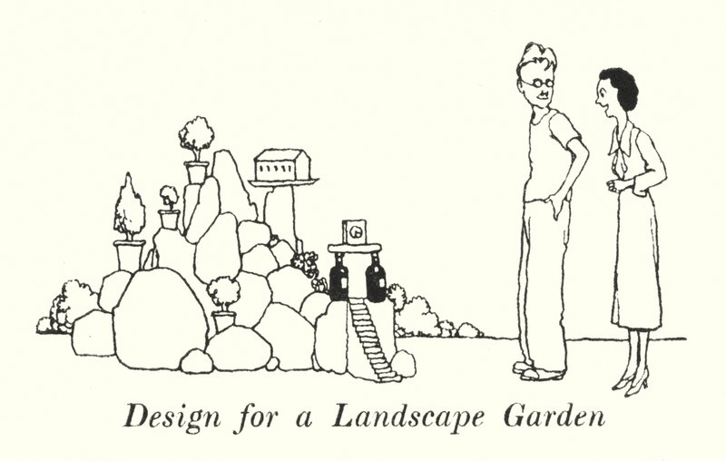 Design til en landskabshave (litho) af William Heath Robinson