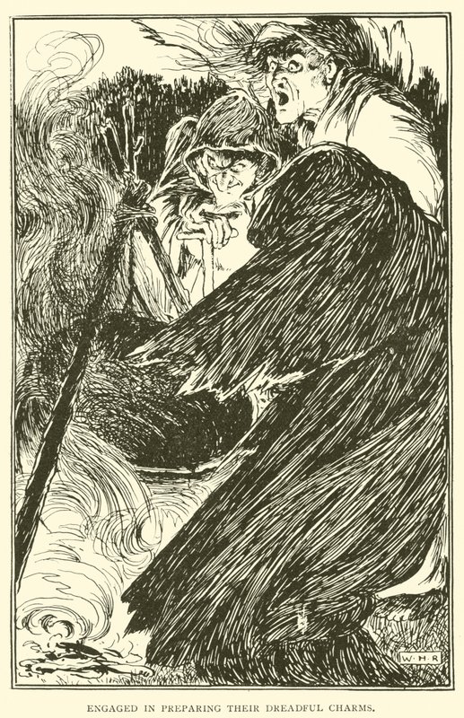 Engageret i at forberede deres frygtelige charms af William Heath Robinson