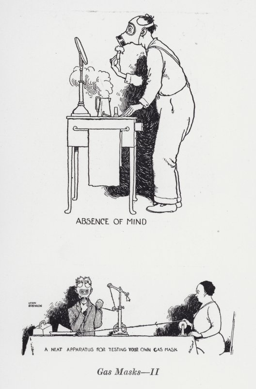 Gasmasker - II (litho) af William Heath Robinson