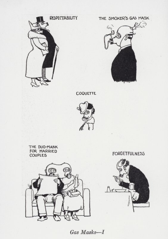 Gasmasker - I (litho) af William Heath Robinson