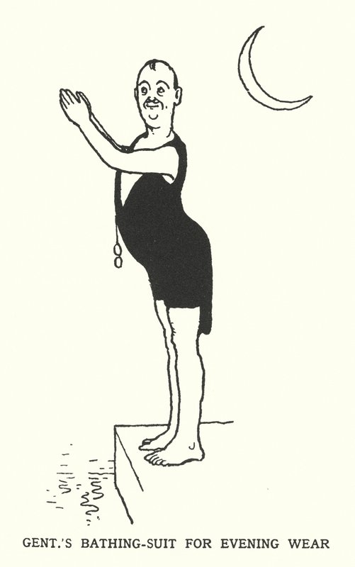 Herres badedragt til aftentøj (litho) af William Heath Robinson