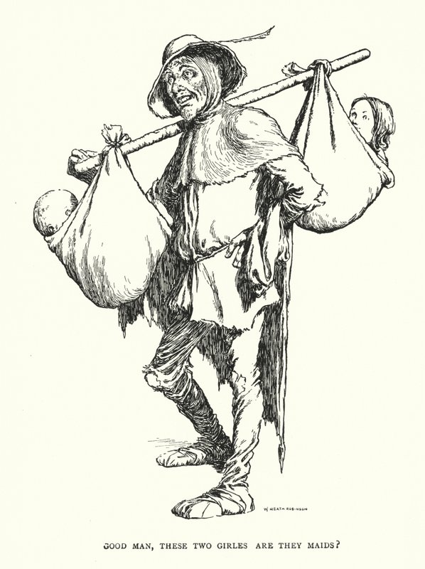 God mand, disse to piger er de tjenestepiger? (litho) af William Heath Robinson
