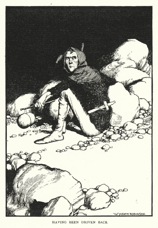 Efter at være blevet kørt tilbage (litho) af William Heath Robinson