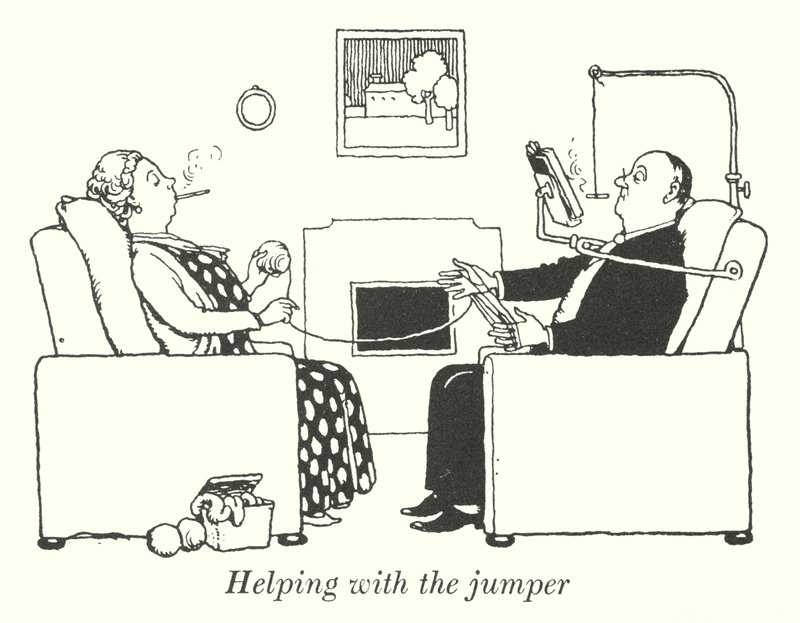 Hjælper med jumperen (litho) af William Heath Robinson