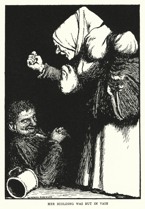 Hendes skældud var kun forgæves (litho) af William Heath Robinson