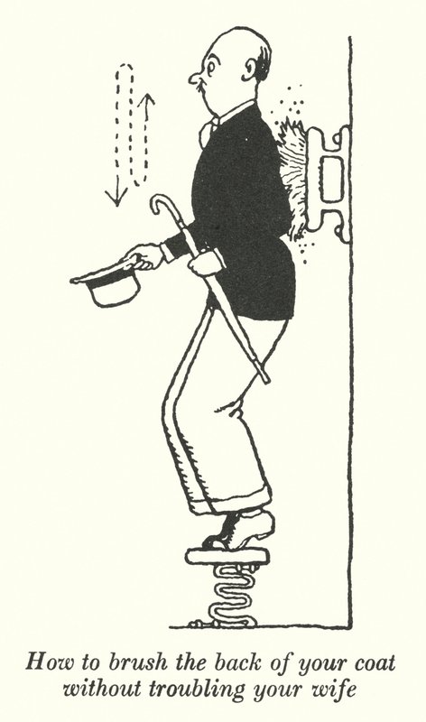 Sådan børster du bagsiden af din frakke uden at genere din kone (litho) af William Heath Robinson