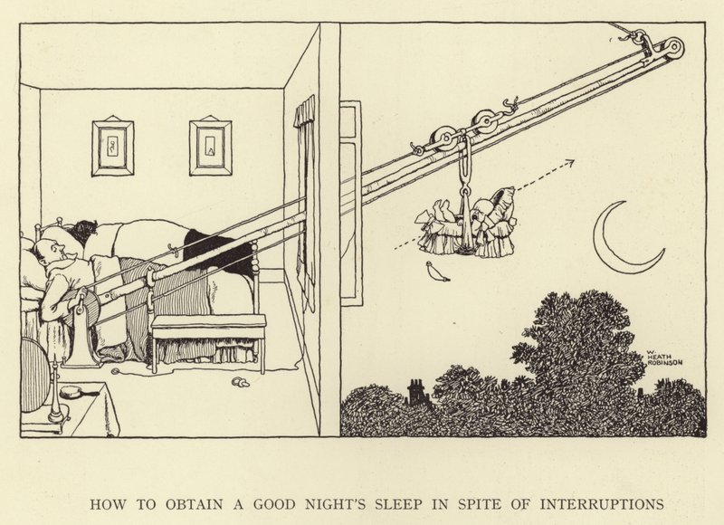 Sådan får du en god nats søvn på trods af afbrydelser af William Heath Robinson