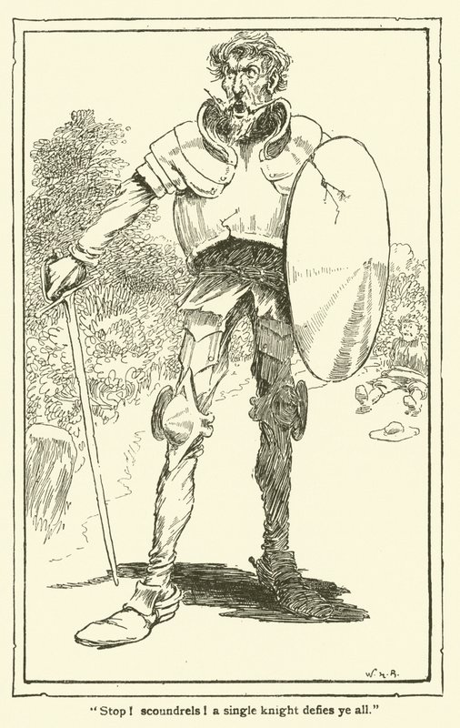 Illustration til Don Quixote (litho) af William Heath Robinson