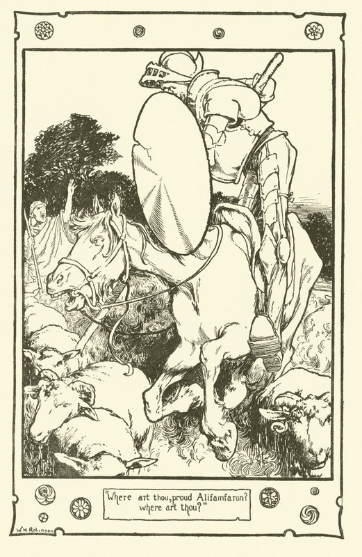 Illustration til Don Quixote (litho) af William Heath Robinson