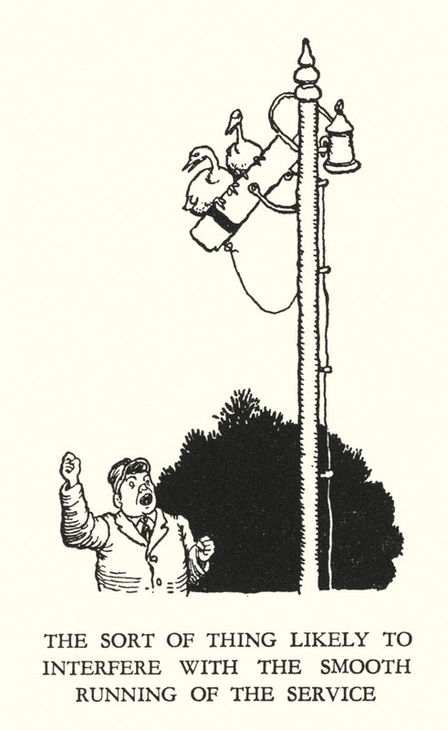 Illustration til Railway Ribaldry af W Heath Robinson (litho) af William Heath Robinson