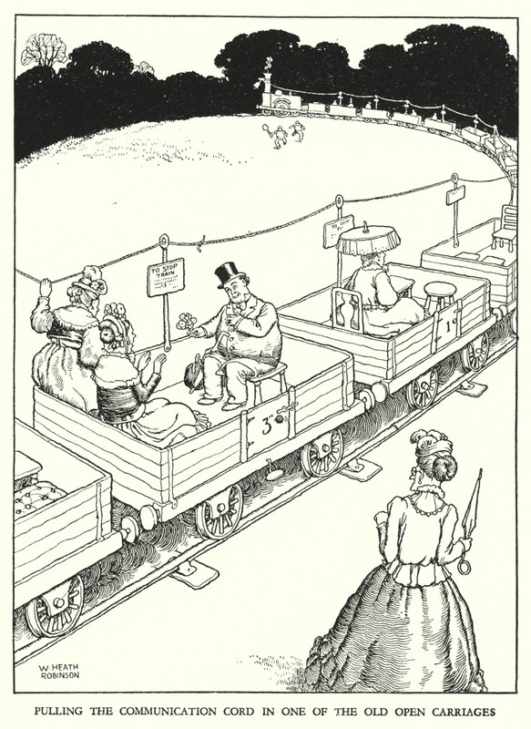 Illustration til Railway Ribaldry af W Heath Robinson (litho) af William Heath Robinson