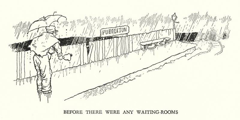 Illustration til Railway Ribaldry af W Heath Robinson (litho) af William Heath Robinson