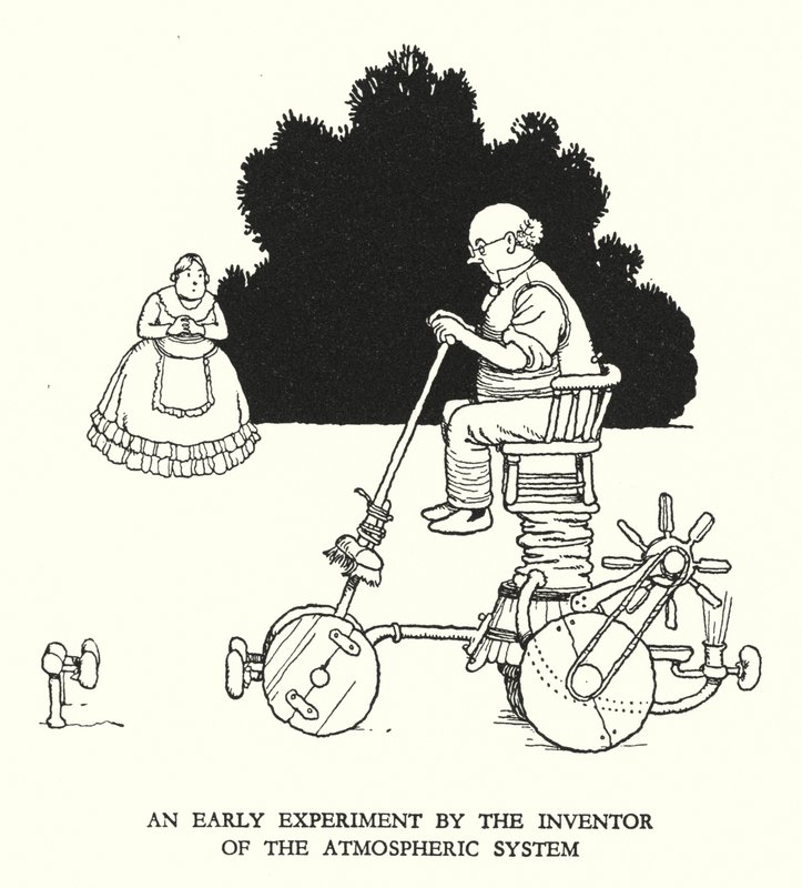 Illustration til Railway Ribaldry af W Heath Robinson (litho) af William Heath Robinson