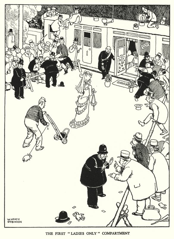 Illustration til Railway Ribaldry af W Heath Robinson (litho) af William Heath Robinson