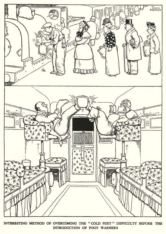 Illustration til Railway Ribaldry af W Heath Robinson (litho) af William Heath Robinson
