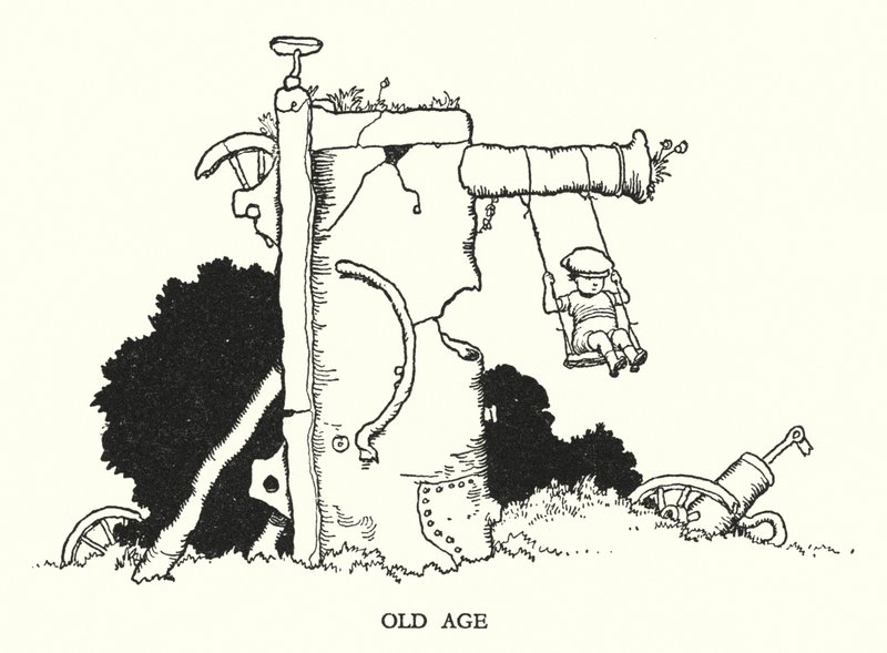 Illustration til Railway Ribaldry af W Heath Robinson (litho) af William Heath Robinson