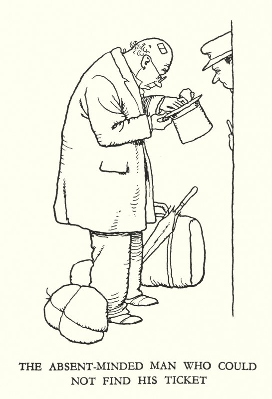 Illustration til Railway Ribaldry af W Heath Robinson (litho) af William Heath Robinson