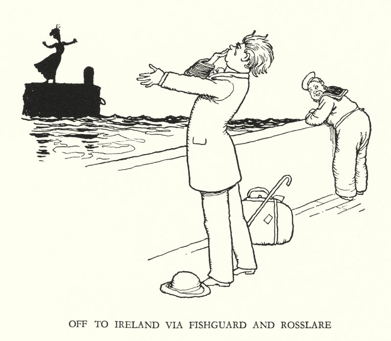 Illustration til Railway Ribaldry af W Heath Robinson (litho) af William Heath Robinson